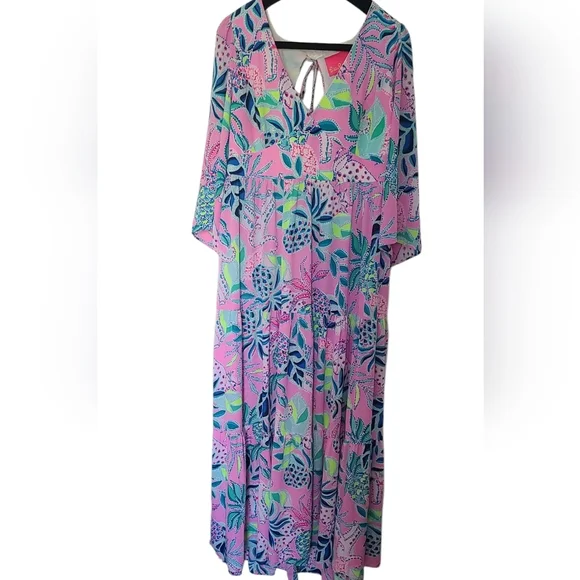 LILLY PULITZER Floral Pink and Blue Maxi Dress - Picture 7 of 14